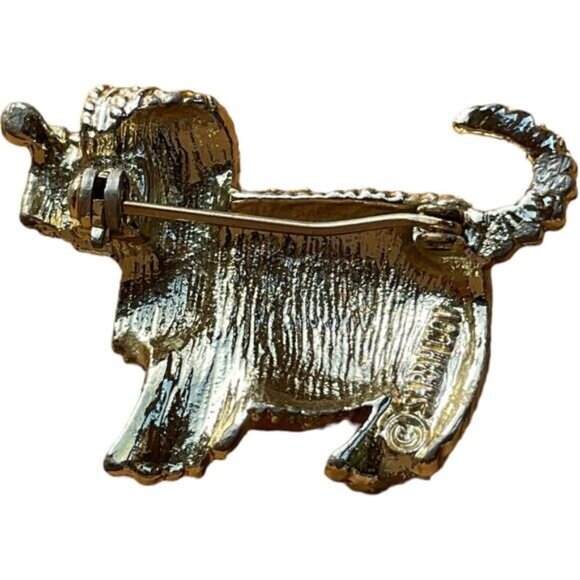 Sarah Cov Signed Terrier Dog Gold and Silver Tone Brooch - Picture 2 of 3